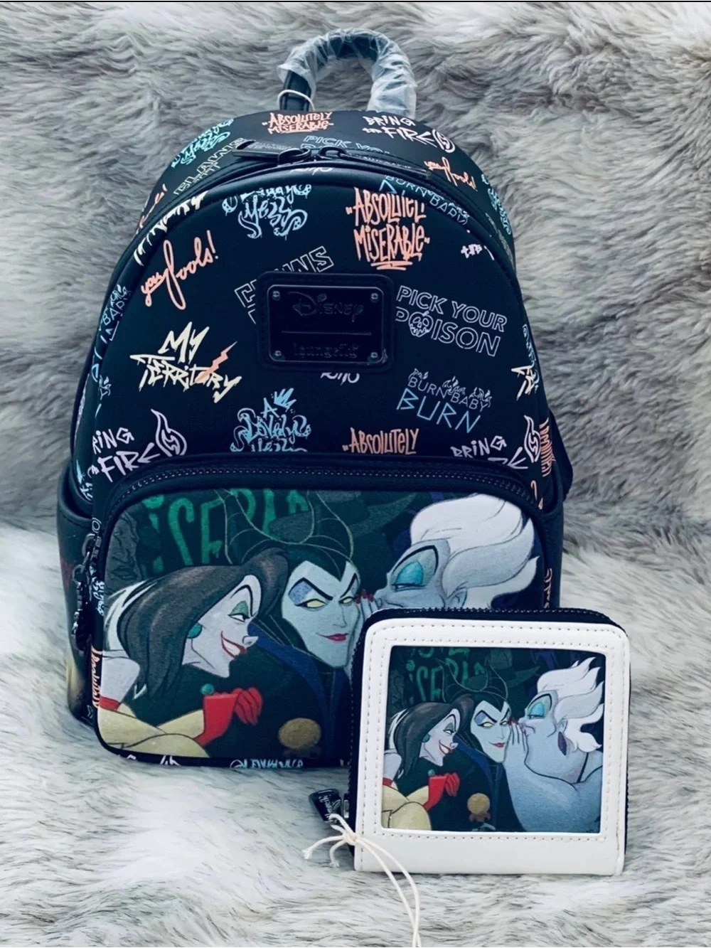 Loungefly Disney Mini Backpack - Villains Club And Wallet Set